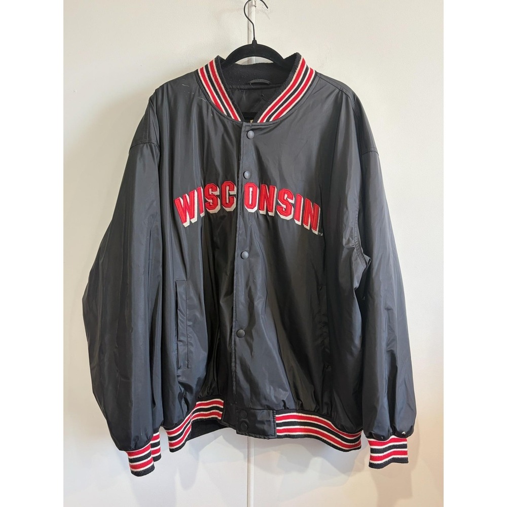 Wisconsin Badgers Jacket Mens 2XL Black NCAA Basketball‎ Steve & Barry's Varsity